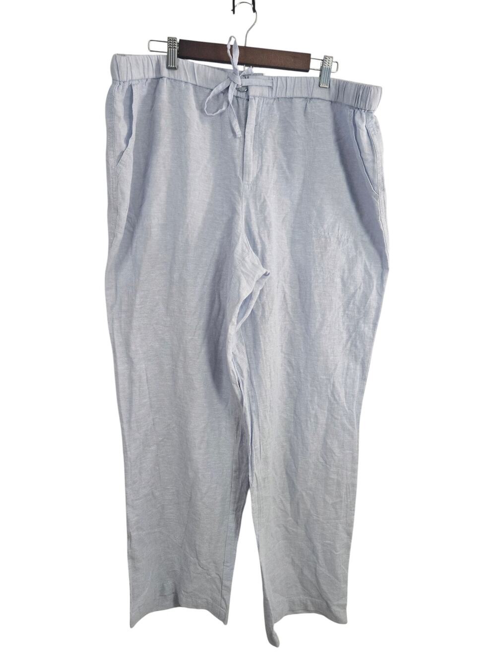 NWT Liz Claiborne Wide Leg Linen Blend Pants XL Light Blue Drawstring